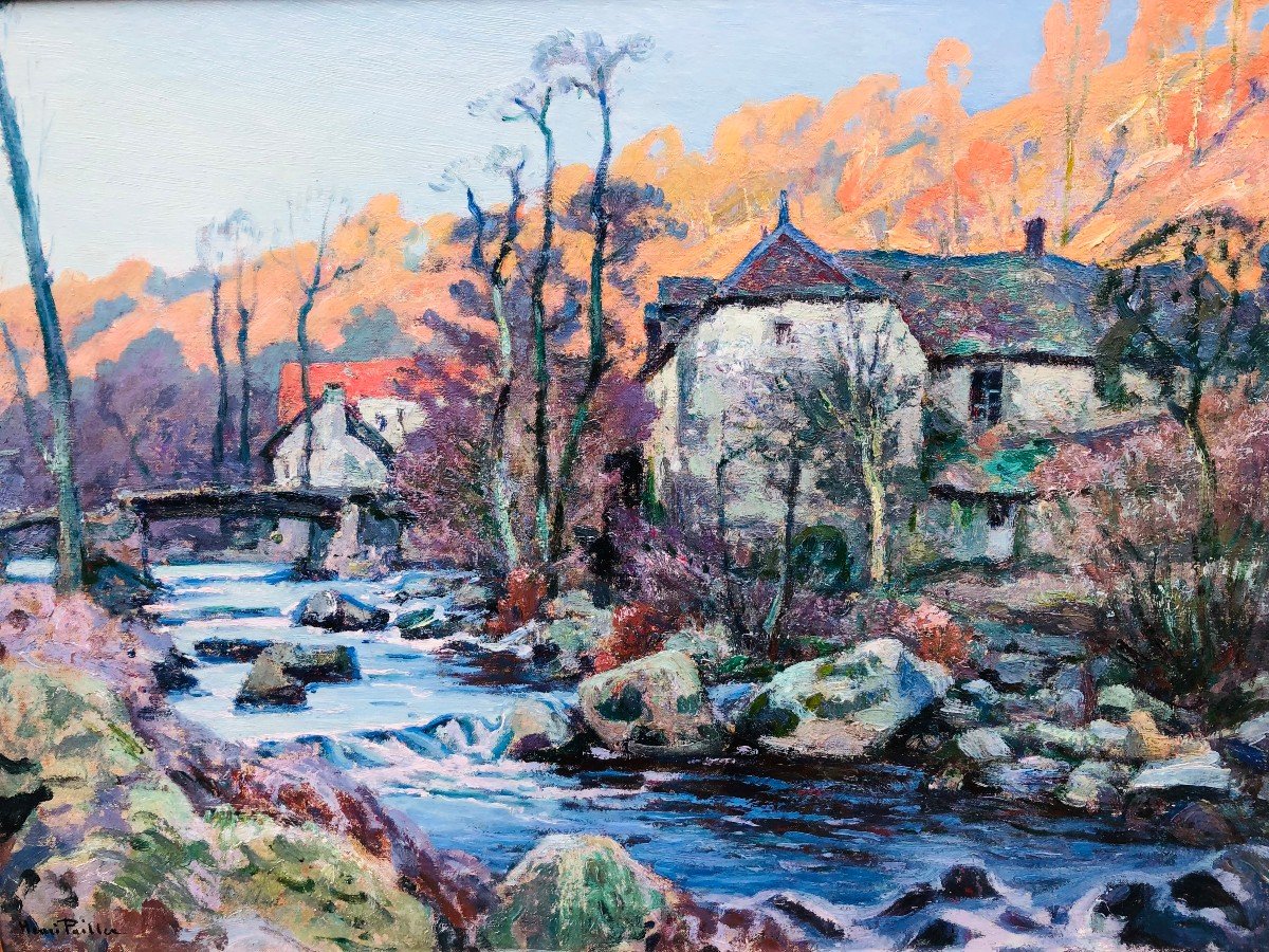 Pailler Henri French Painting 20th Century The Mill Of Folie In Crozant Oil On Canvas Signed-photo-3