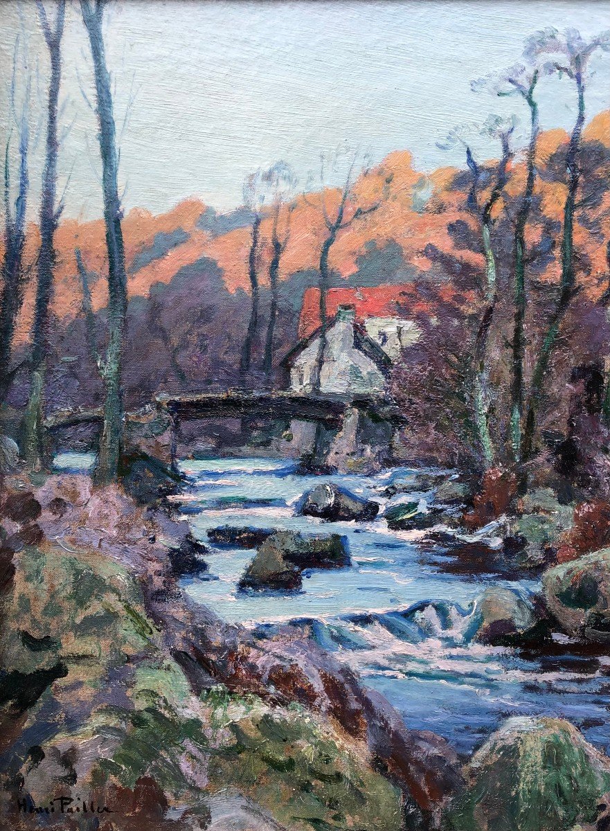 Pailler Henri French Painting 20th Century The Mill Of Folie In Crozant Oil On Canvas Signed-photo-1