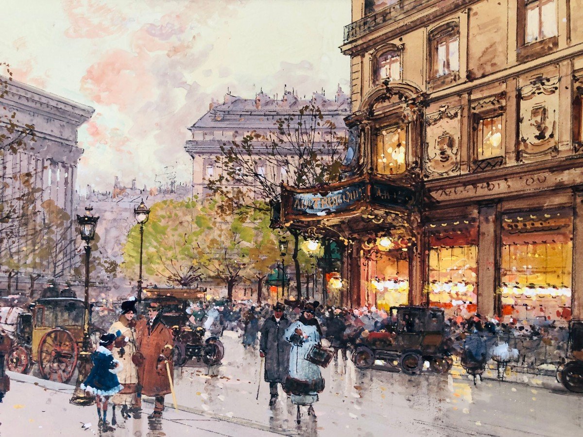 Galien Laloue Tableau 20è Paris Animation 3 Quartiers La Madeleine Gouache Aquarelle Certificat-photo-4