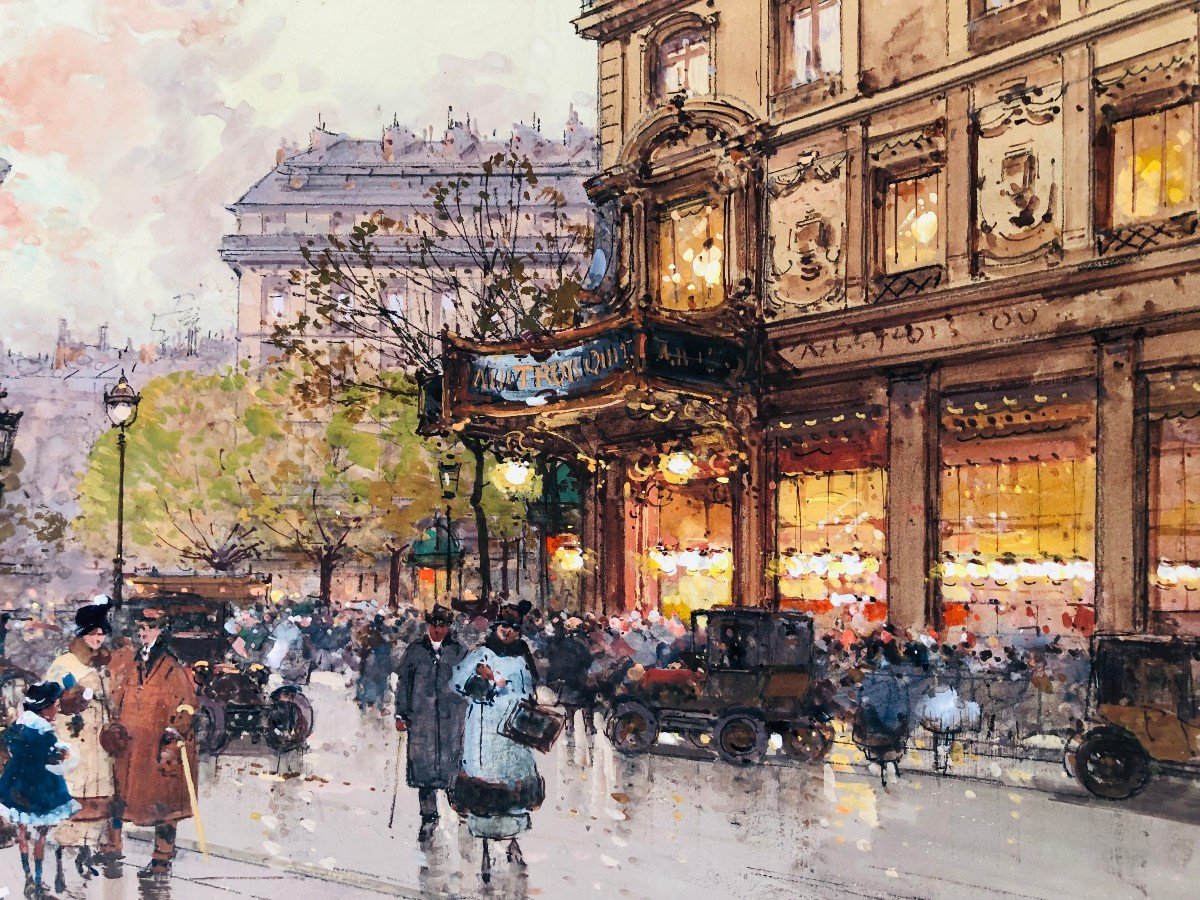 Galien Laloue Tableau 20è Paris Animation 3 Quartiers La Madeleine Gouache Aquarelle Certificat-photo-3