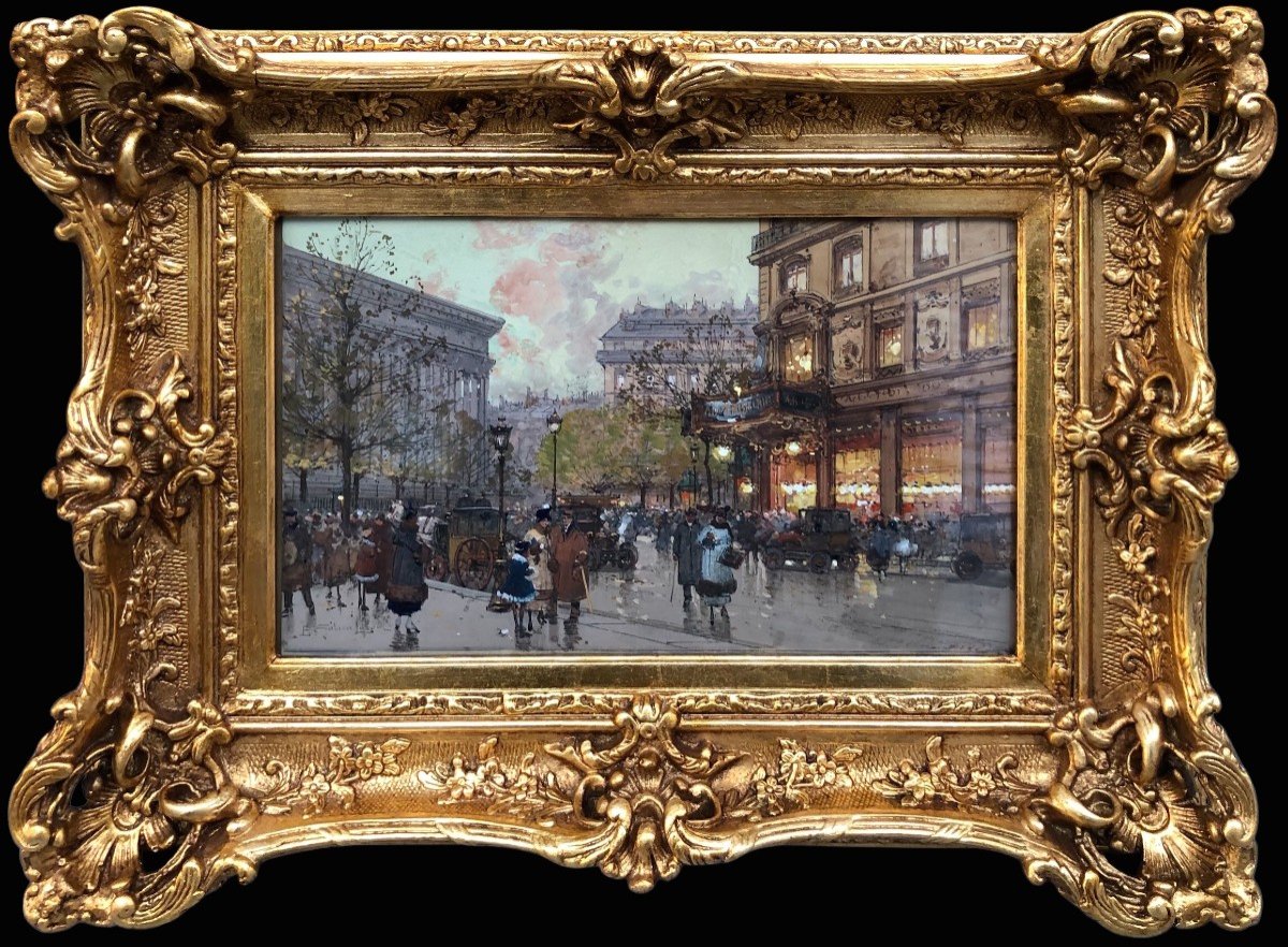 Galien Laloue Tableau 20è Paris Animation 3 Quartiers La Madeleine Gouache Aquarelle Certificat-photo-4