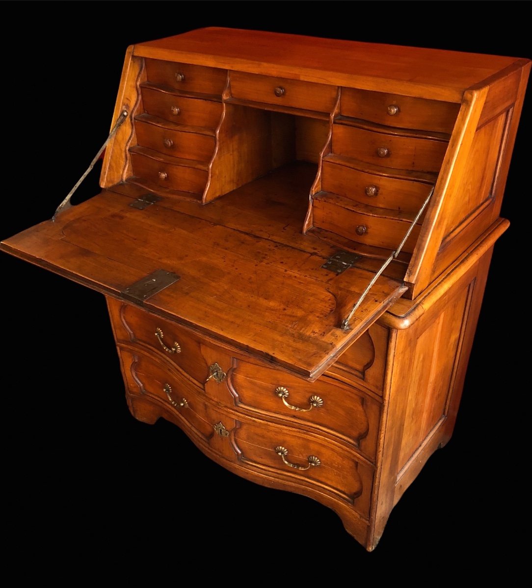 Commode Bureau Louis XV Scriban en noyer 18è siècle-photo-3