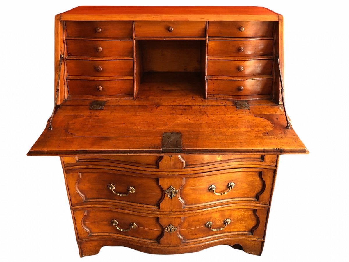 Commode Bureau Louis XV Scriban en noyer 18è siècle-photo-5