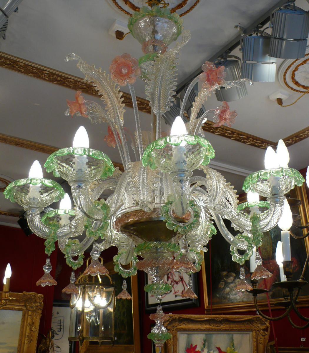 Murano Old Chandelier Venice 20th Century 8 Lights-photo-3