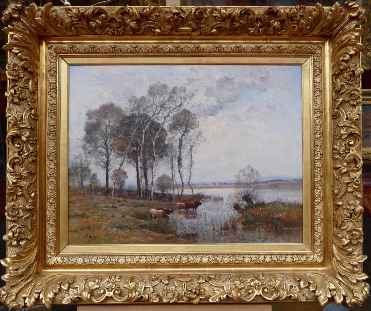 Japy Louis Aimé French School Painting 19th Century Barbizon School Oil On Canvas Signed-photo-3