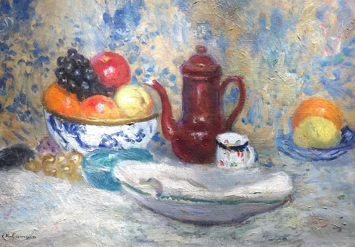 Camoin Charles French Painting Postimpressionist 20th Still Life Fruit Cup Oil Signed-photo-2