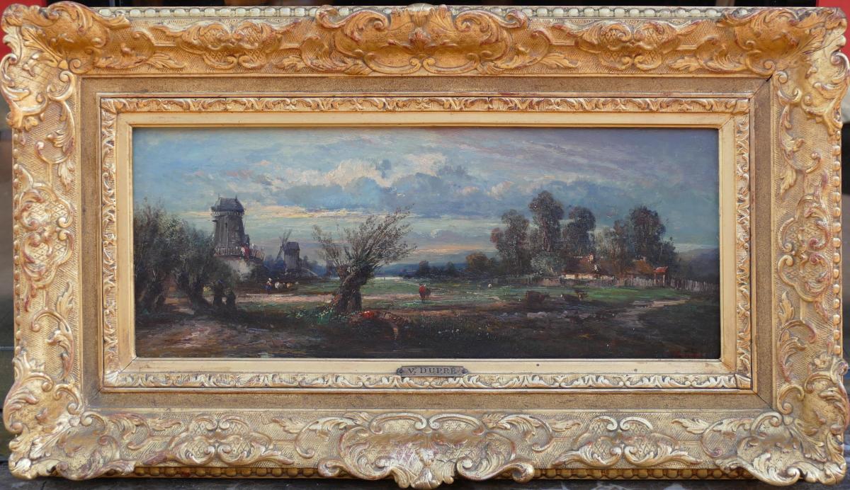 Dupre Leon Victor Painting 19th Barbizon School Campaign In Ile De France Oil Signed