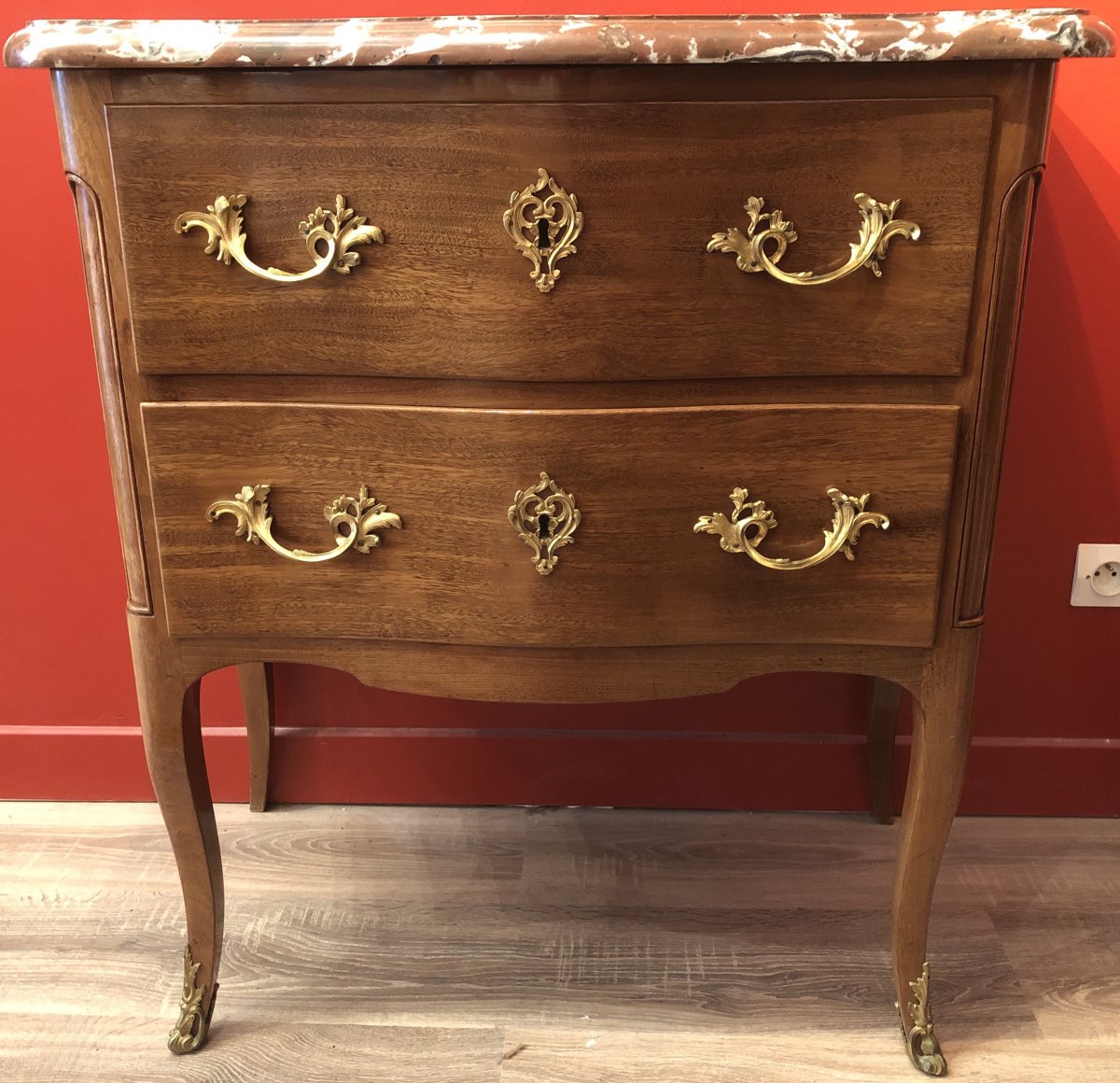 Commode Petite Sauteuse Deux Tiroirs En Acajou 18è Siècle-photo-2