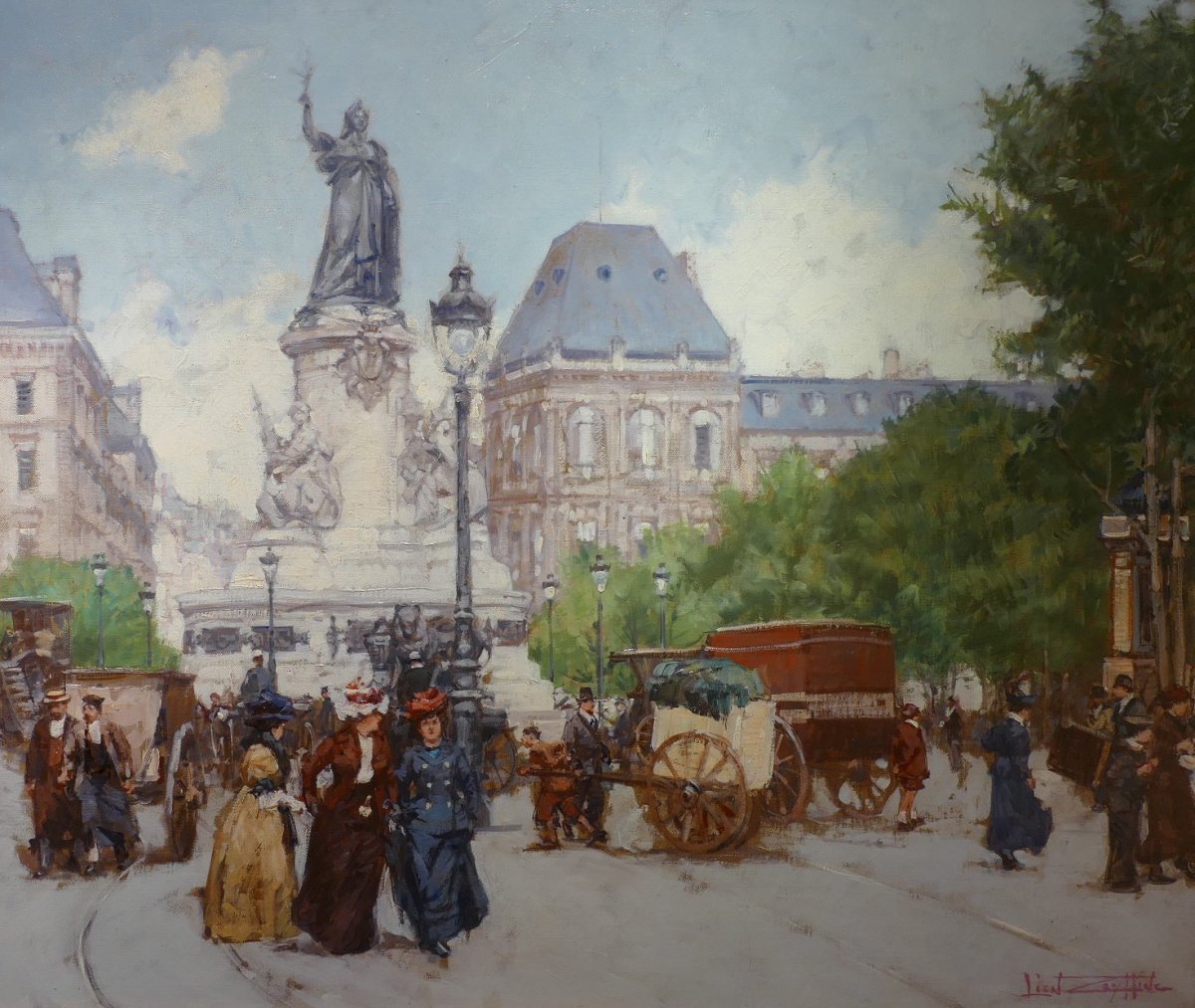 Leon Zeytline Russian School 20th Paris Place De La République Boulevard Du Temple Oil Signed-photo-4