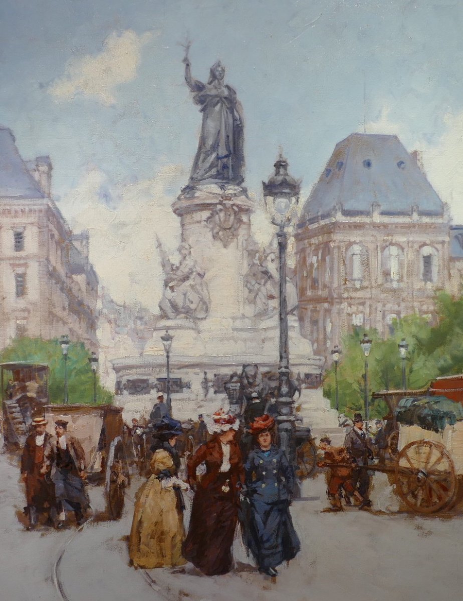 Leon Zeytline Russian School 20th Paris Place De La République Boulevard Du Temple Oil Signed-photo-4