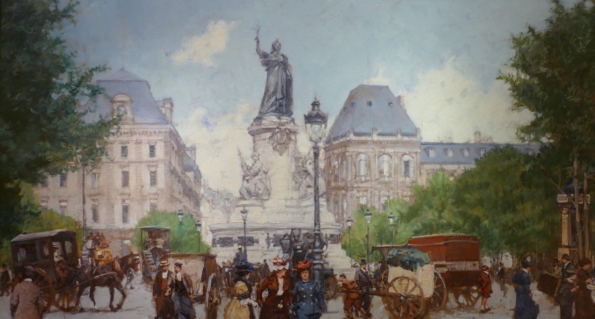 Leon Zeytline Russian School 20th Paris Place De La République Boulevard Du Temple Oil Signed-photo-5