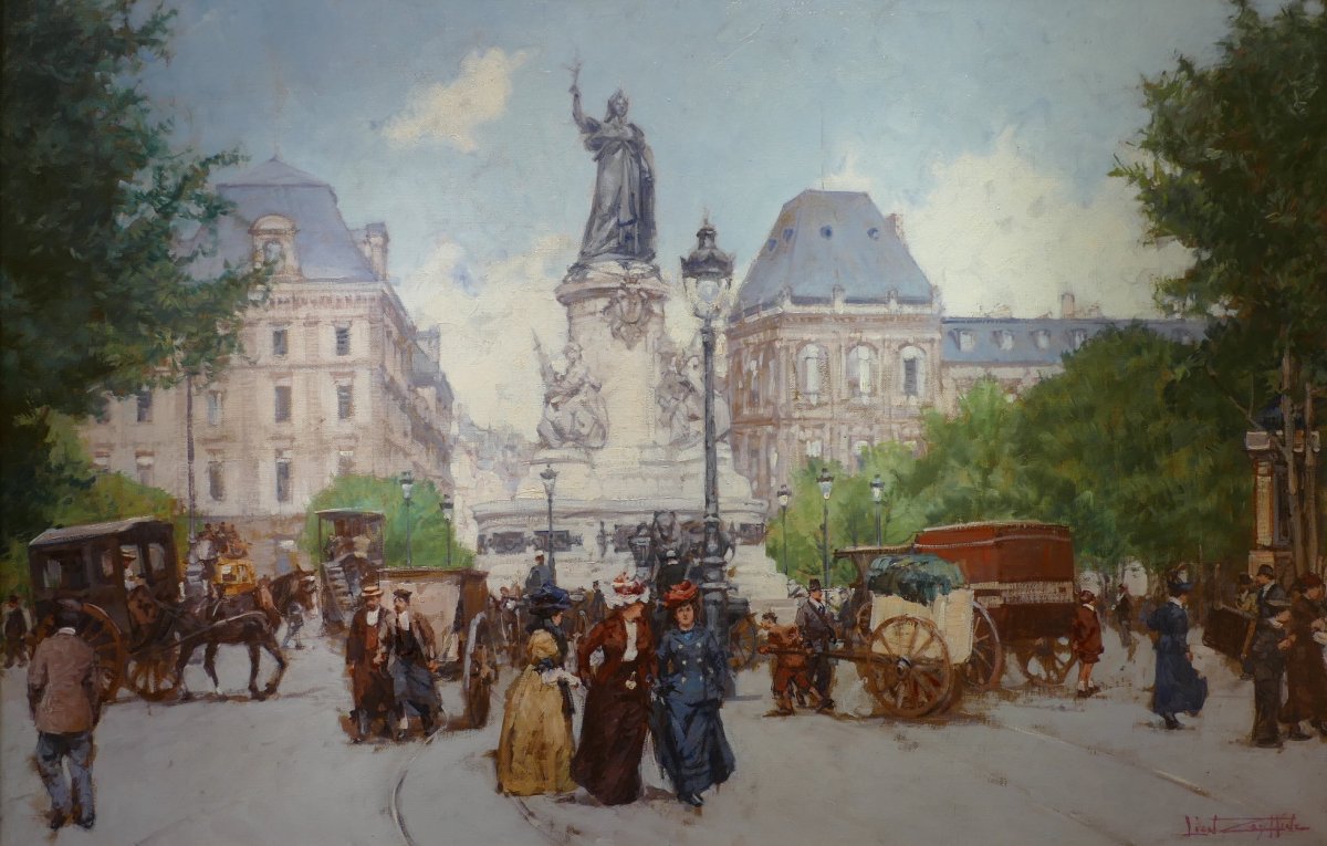 Leon Zeytline Russian School 20th Paris Place De La République Boulevard Du Temple Oil Signed-photo-8