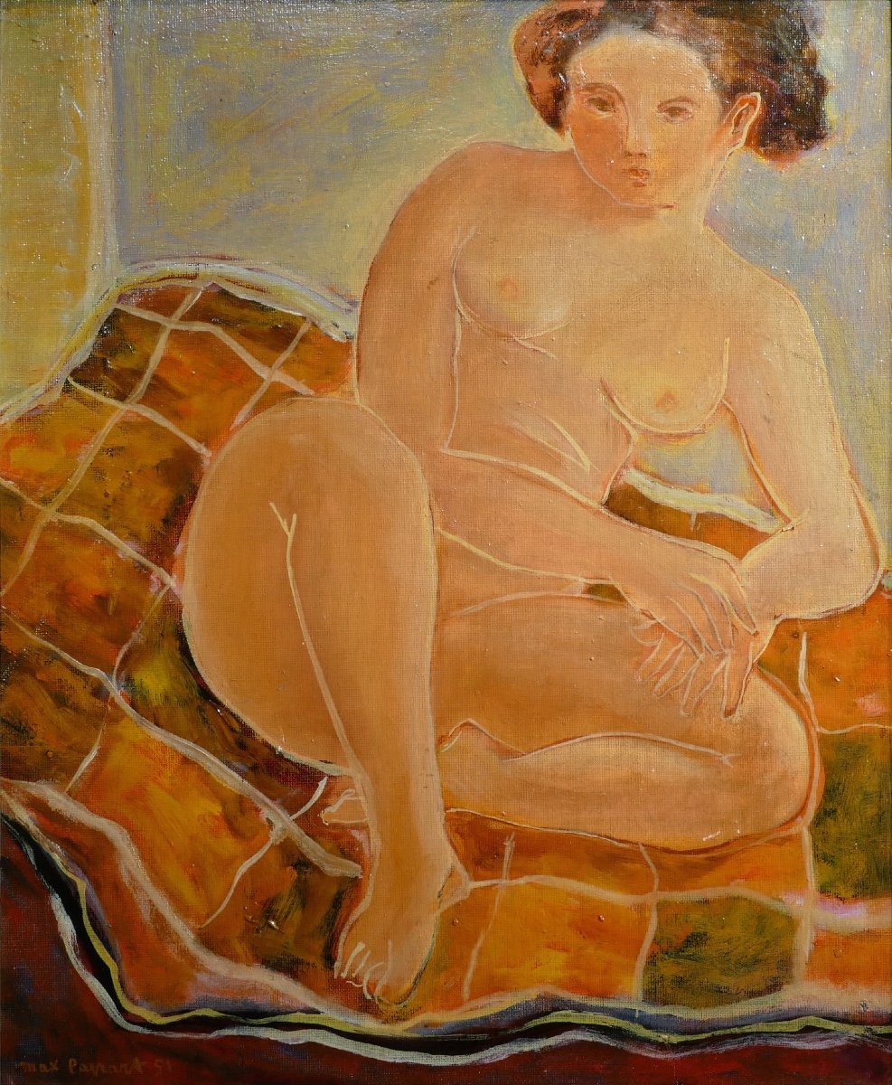 Papart Max Le Modèle En 1951 Huile Sur Toile Signée-photo-1