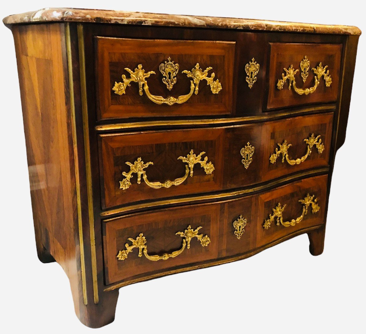 Commode d'époque Louis XIV En Bois De Placage Ouvrant Par 4 Tiroirs-photo-4