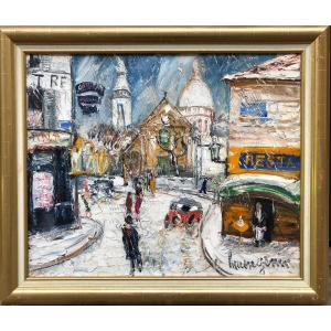 Genin Lucien Paris St Pierre De Montmartre Church, The Basilica In Winter Oil On Canvas Signed ​​​​​​​certificat