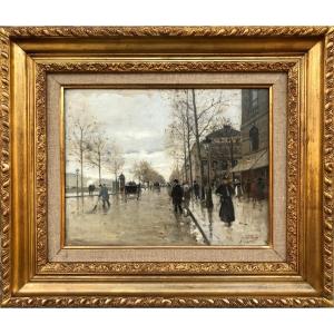 Petillon Jules Paris Quai De Gesvres Place Du Châtelet Oil Signed Certificate Of Authenticity