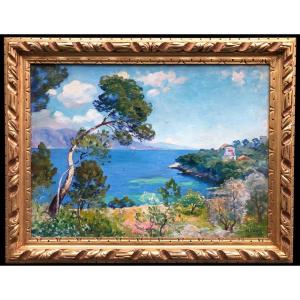 Jamet Henri Le Cap Ferrat En 1927 Huile Sur Toile Signée Datée 1927 Certificat D’authenticité