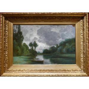 Fanart Antonin French Painting 19th Century River Bank Oil On Cardboard Signed Certificate