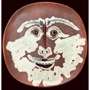 Picasso Pablo & Madoura Bearded Man 1959 Earthenware Plate Signed Certificate Of Authenticity