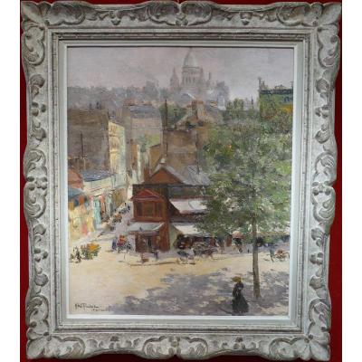 Abel Truchet Louis French Painting Belle Epoque Paris View Of Montmartre Oil Canvas Signed