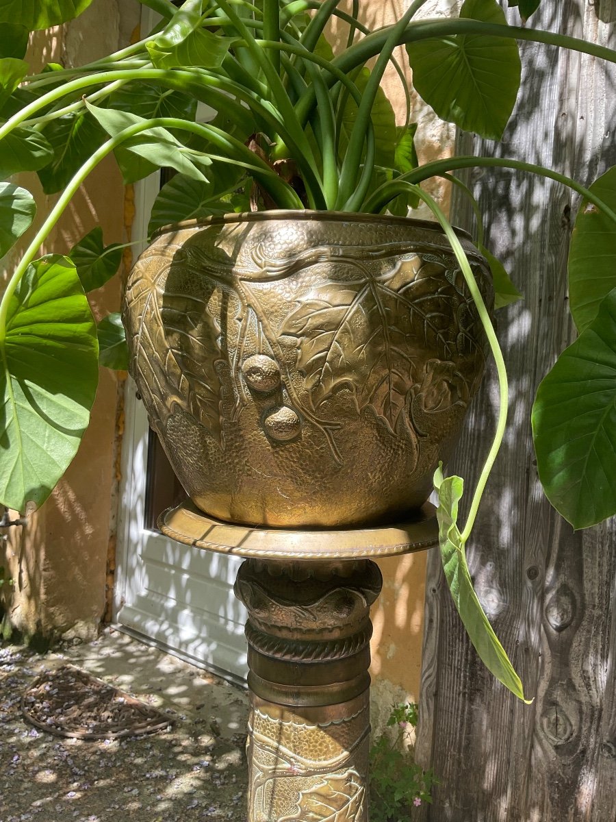 “art Nouveau” Column And Plant Pot-photo-2