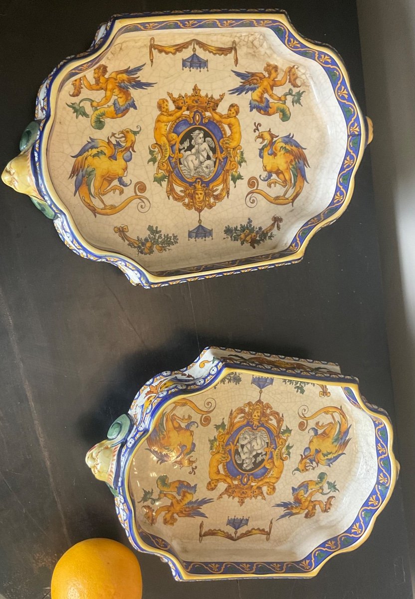 20th Century: Pair Of Planters In The Taste Of Gien-photo-6