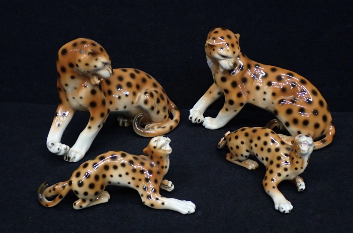 Four Ceramic Leopards 