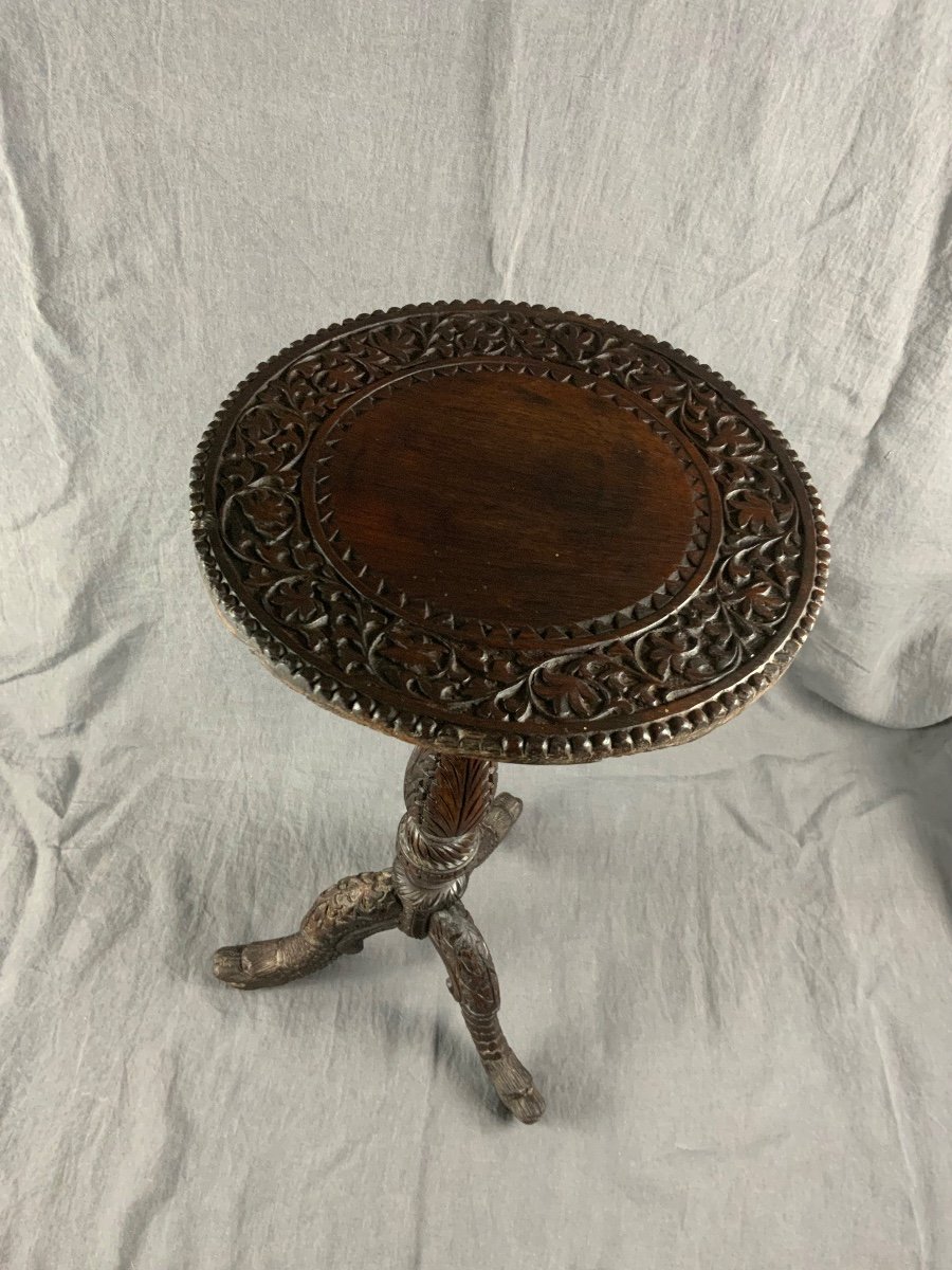 Indian Carved Wooden Stool -photo-2