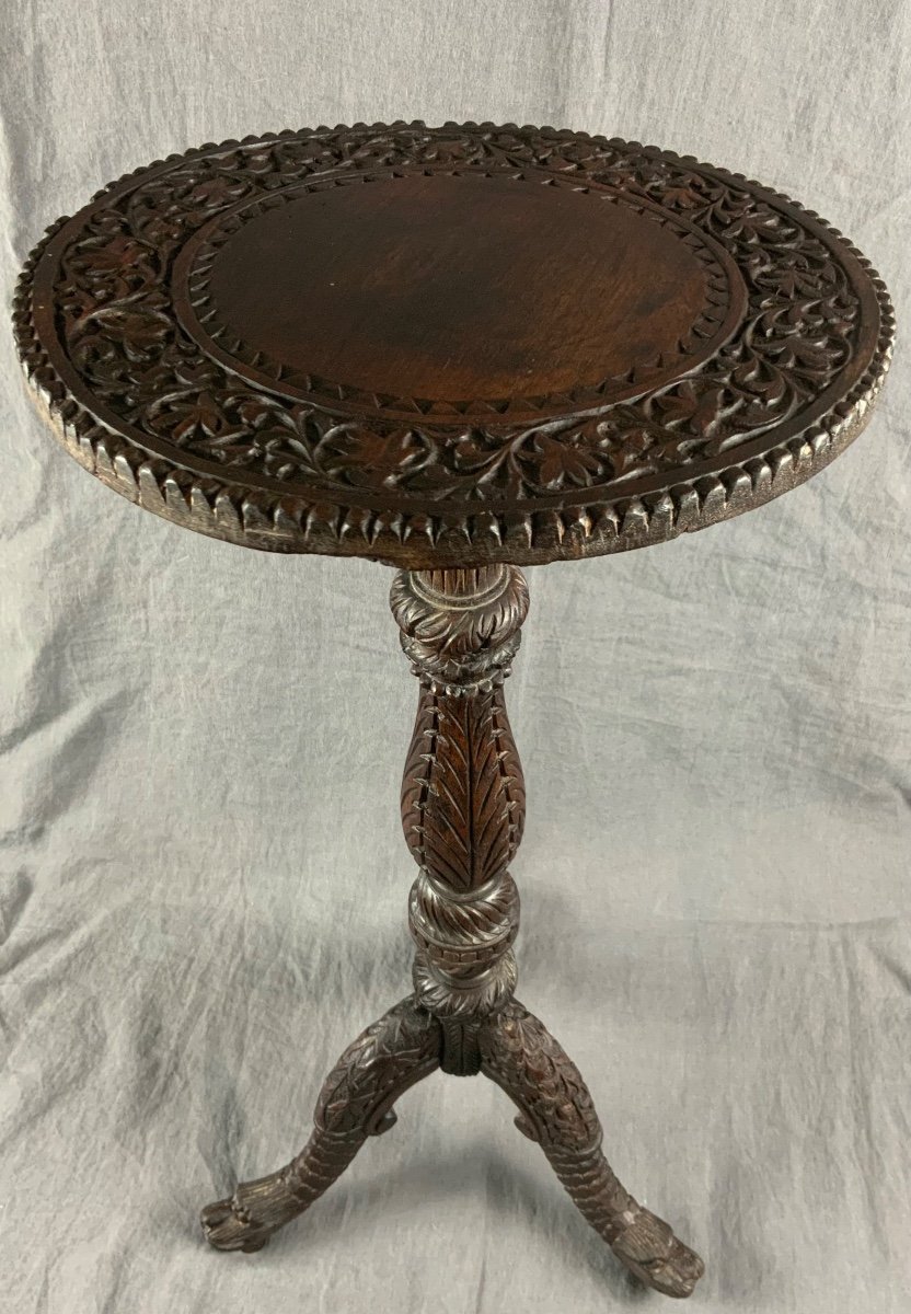 Indian Carved Wooden Stool -photo-3