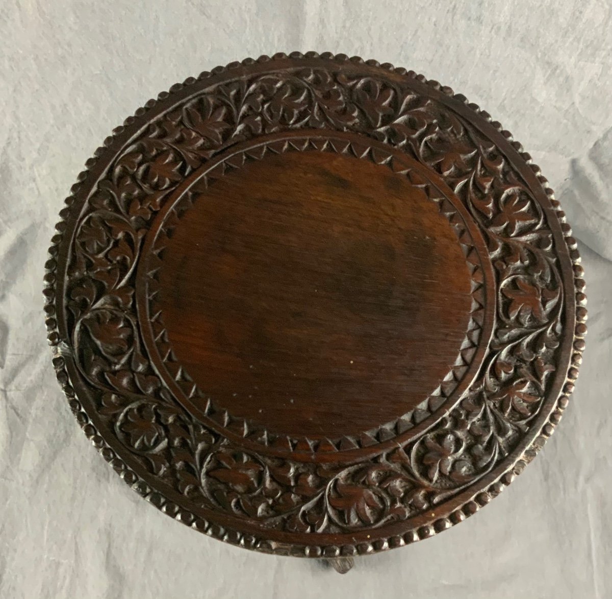 Indian Carved Wooden Stool -photo-4