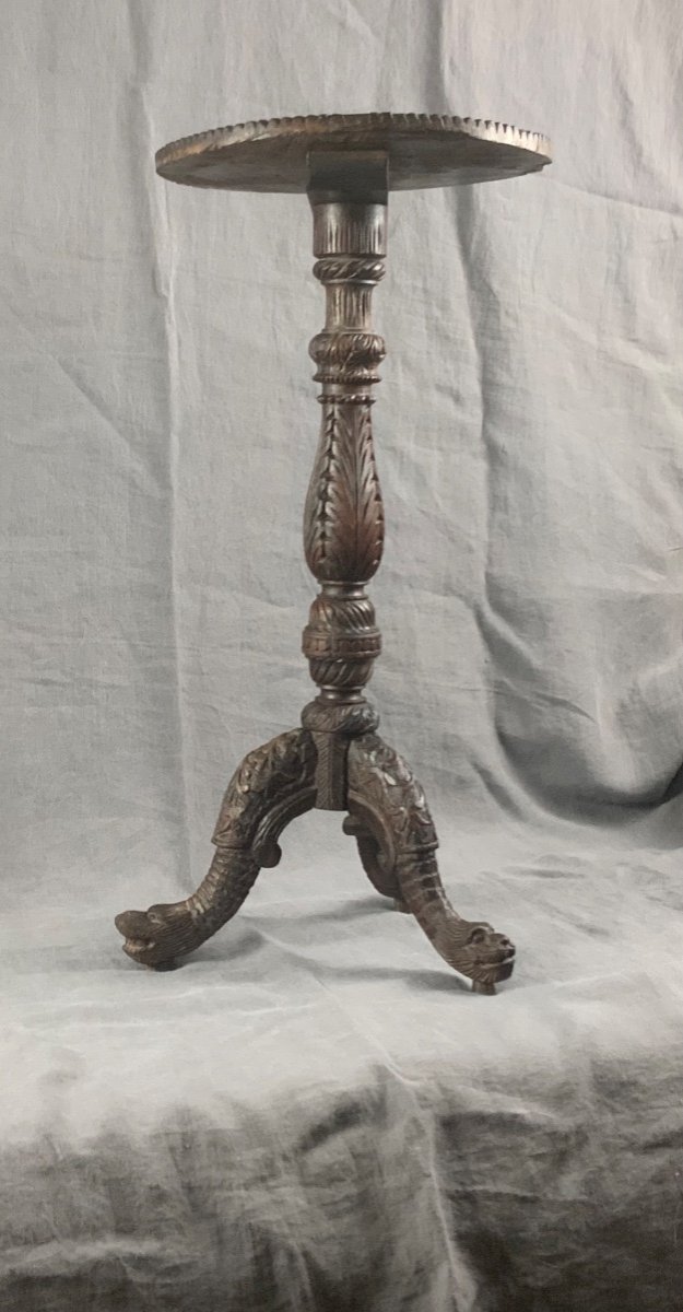 Indian Carved Wooden Stool -photo-7