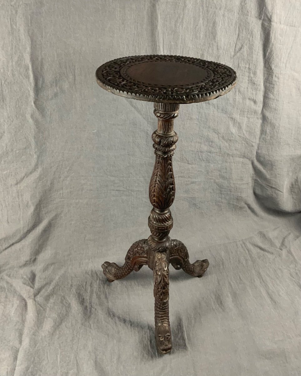 Indian Carved Wooden Stool 