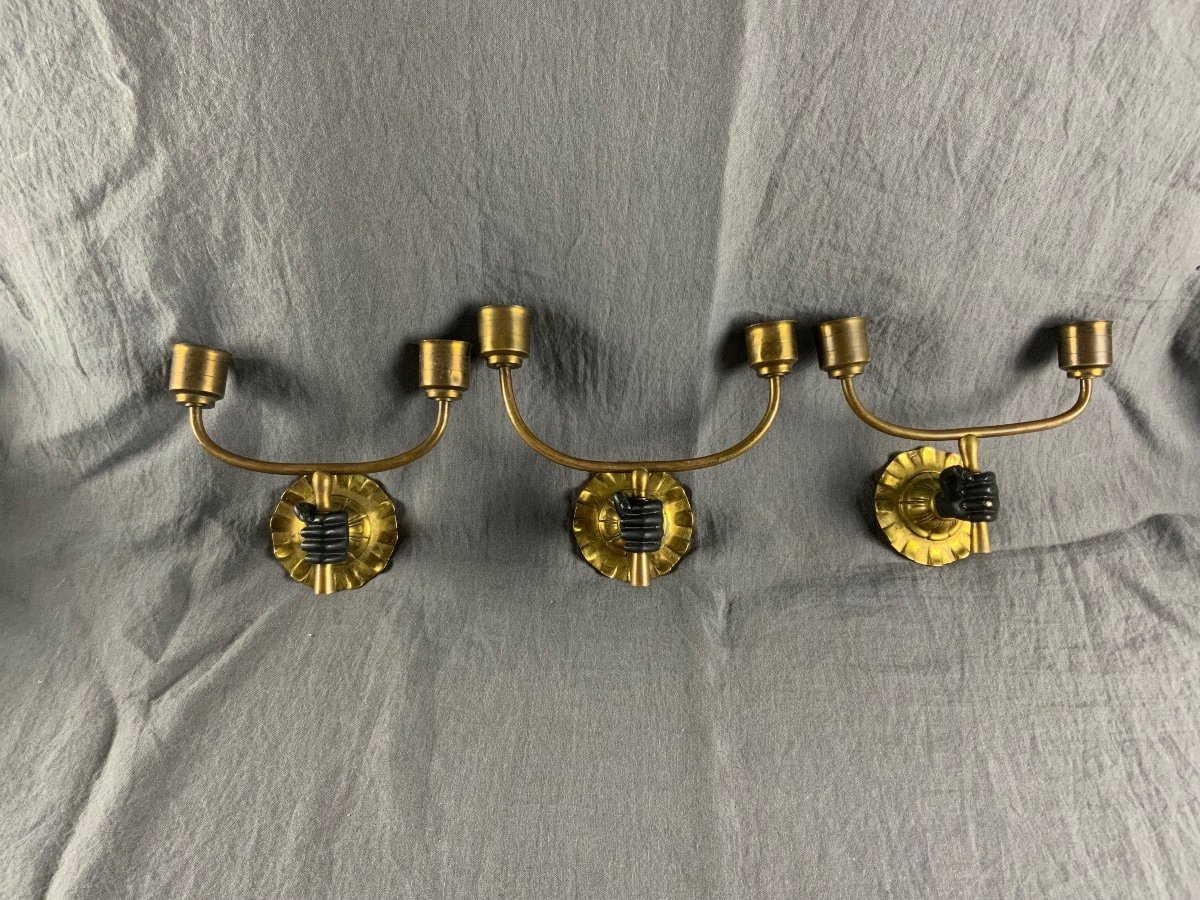 Set Of Three Venetian Style Wall Lights.-photo-2