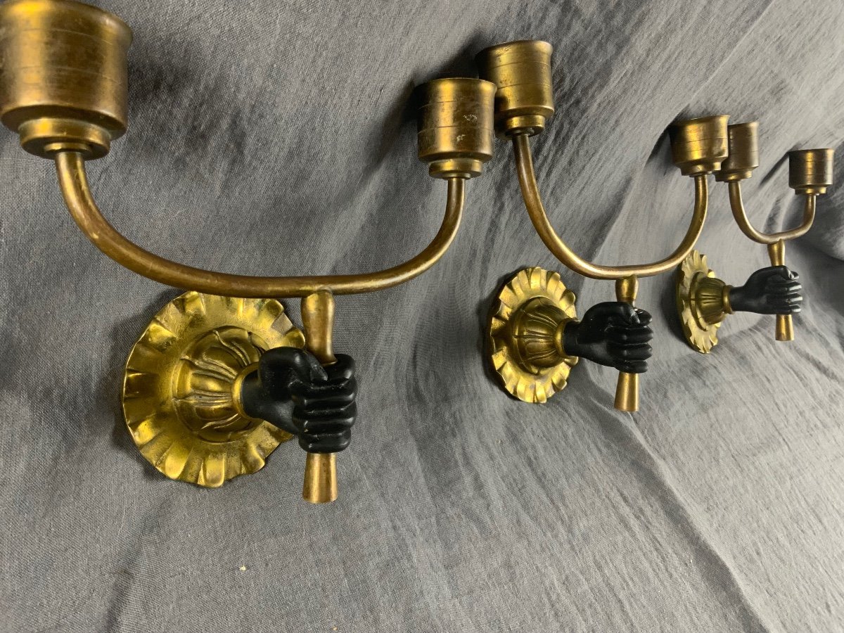 Set Of Three Venetian Style Wall Lights.