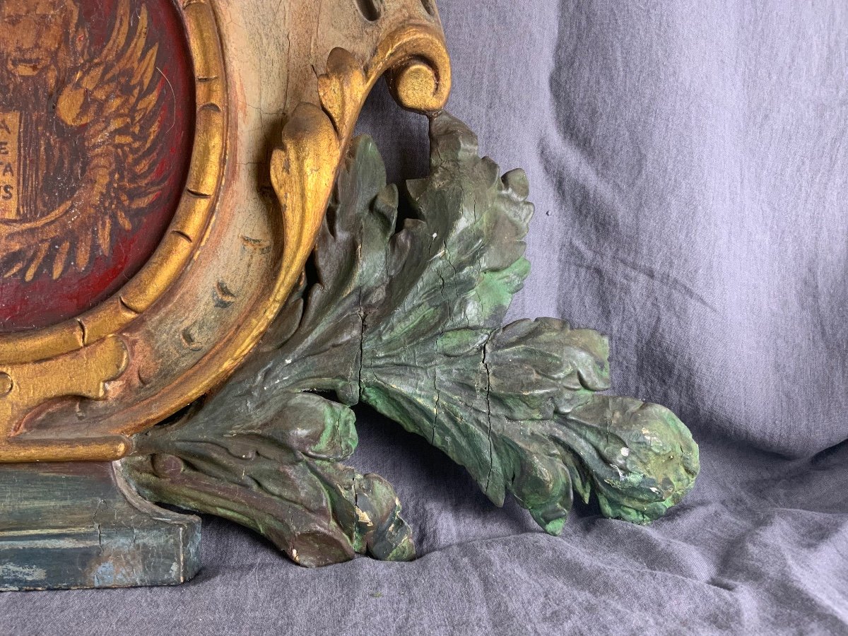 Polychrome Carved Wooden Pediment -photo-1