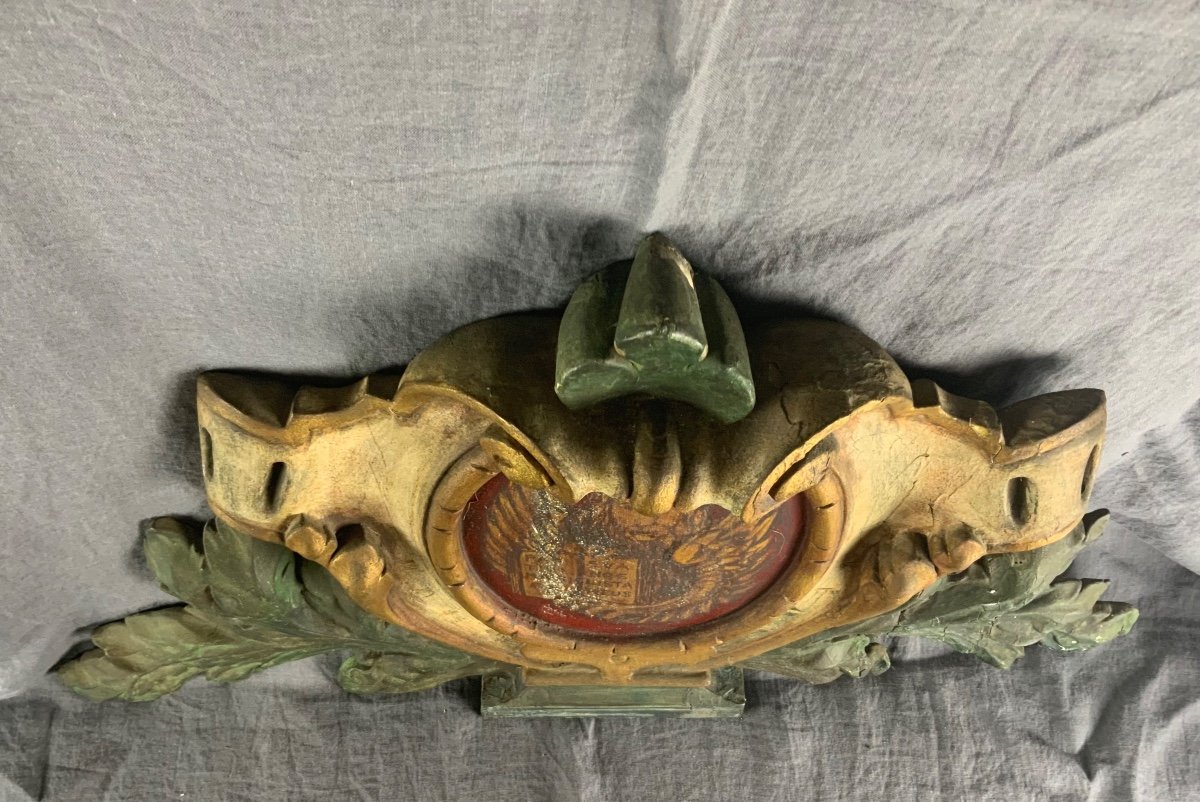 Polychrome Carved Wooden Pediment -photo-4