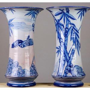 Pair Of Vases, Nevers, Montagnon