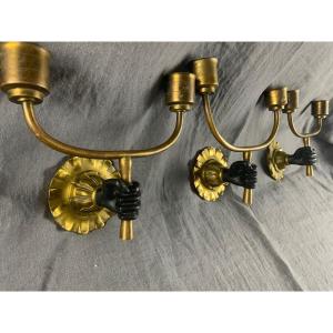 Set Of Three Venetian Style Wall Lights.