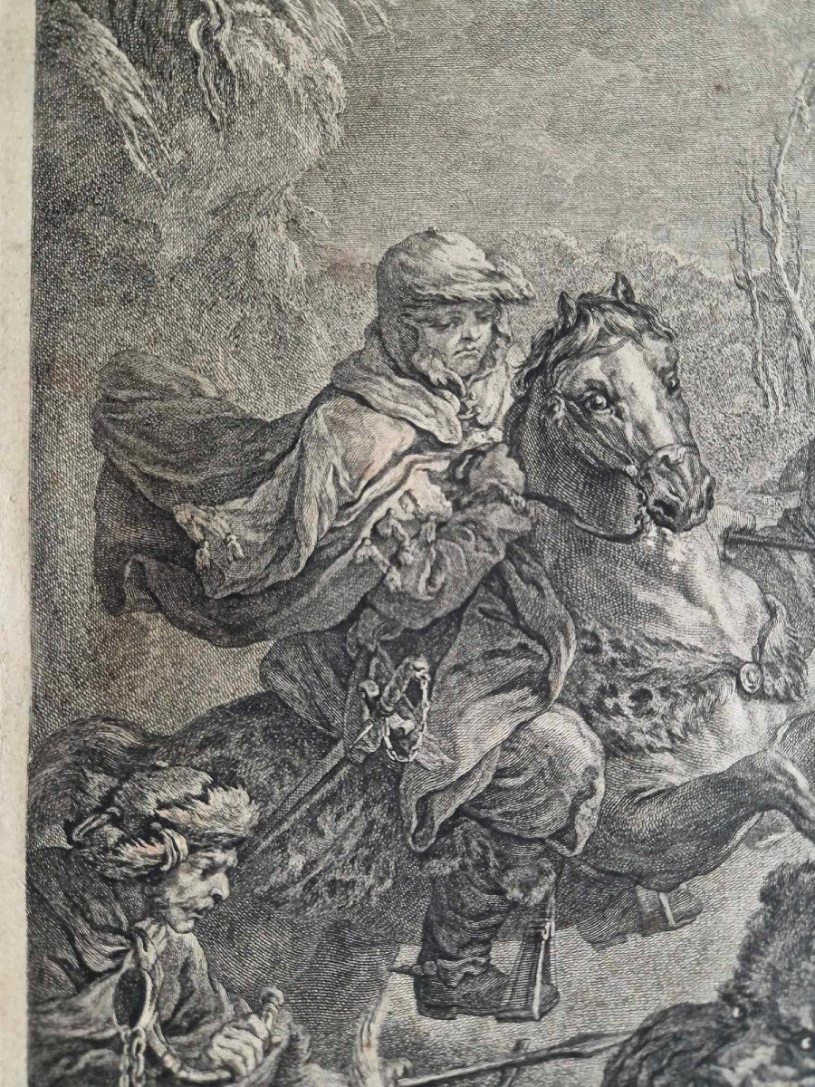 Engraving "bear Hunting" 1773 - Etching - Louis XV Period - By Flipart After Van Loo-photo-1