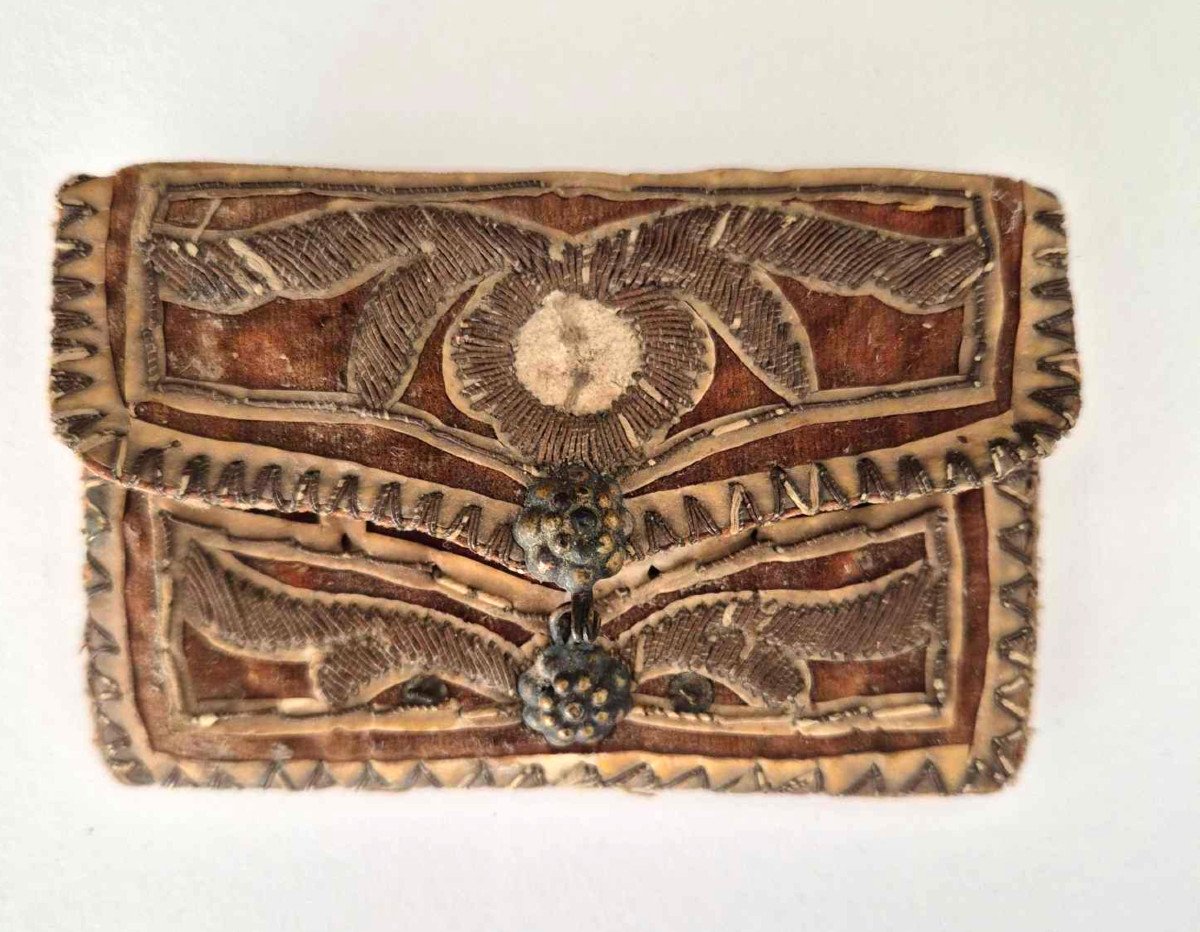 Ottoman Clutch With Silver Thread Embroidery