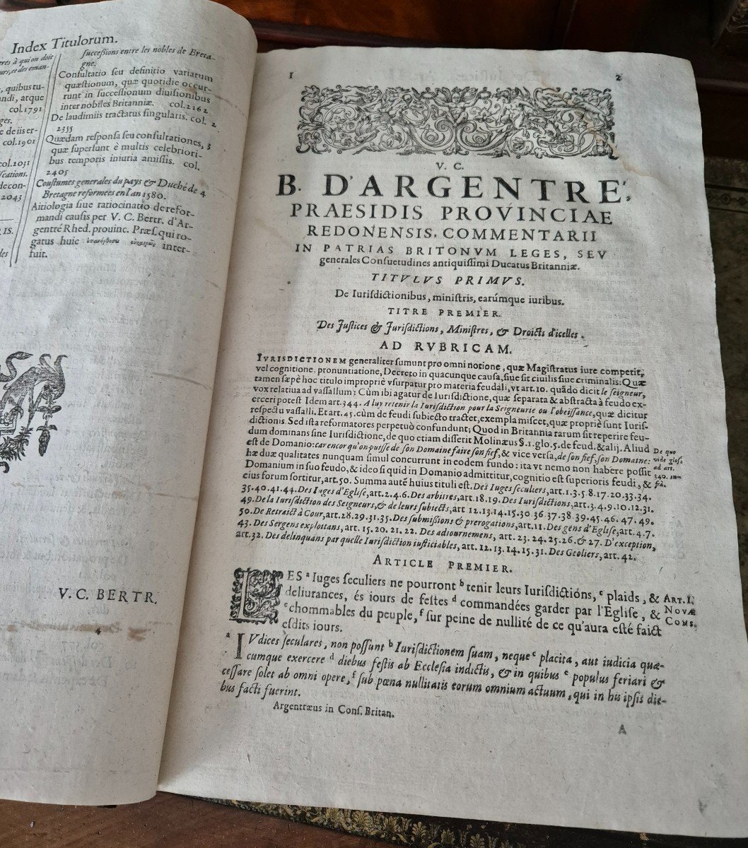 1628 - Commentaires Sur la Coutume de Bretagne - B. D&#039;Argentr&eacute; -photo-1