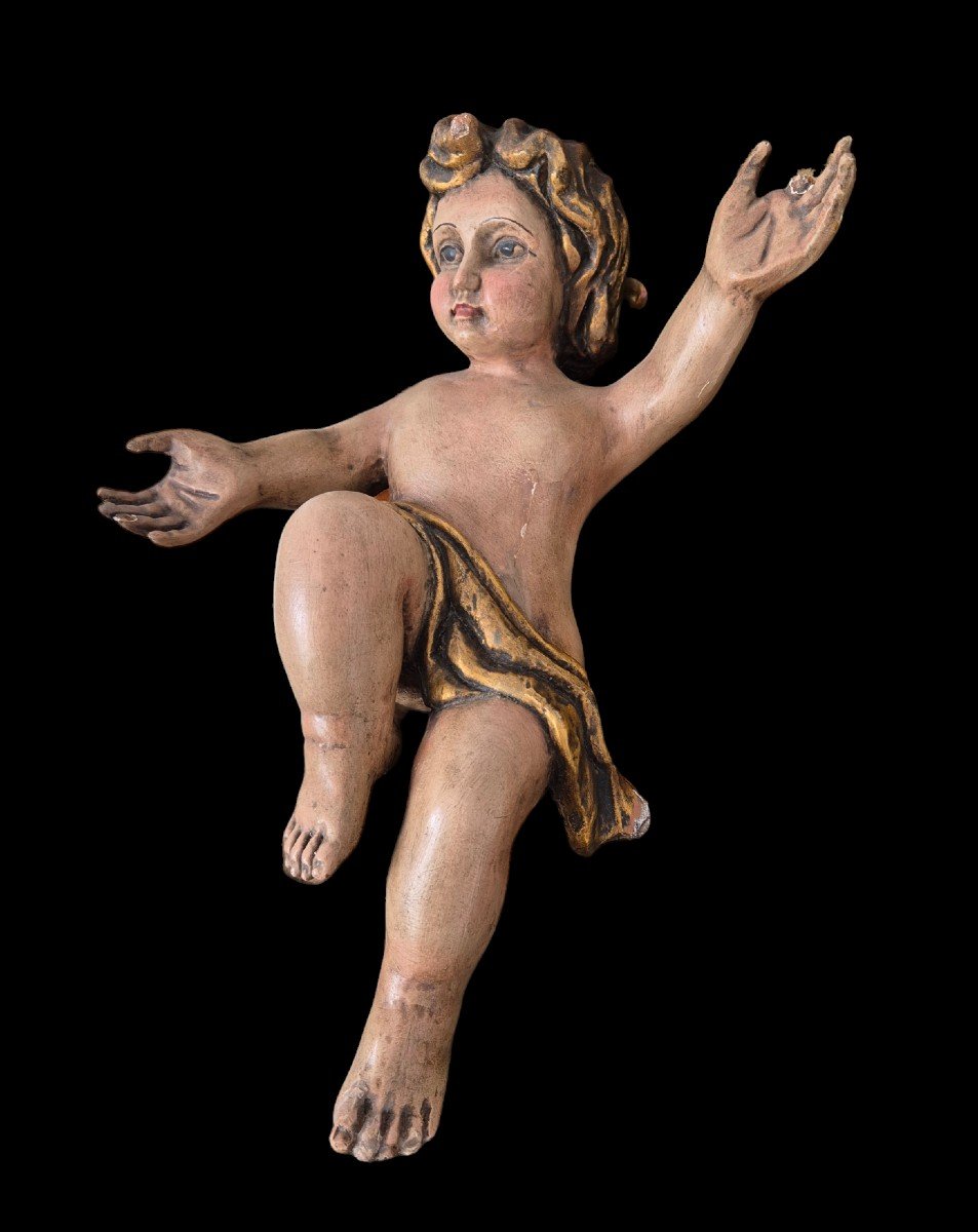 Putto en bois polychrome- Tyrol -  Christ enfant-photo-2