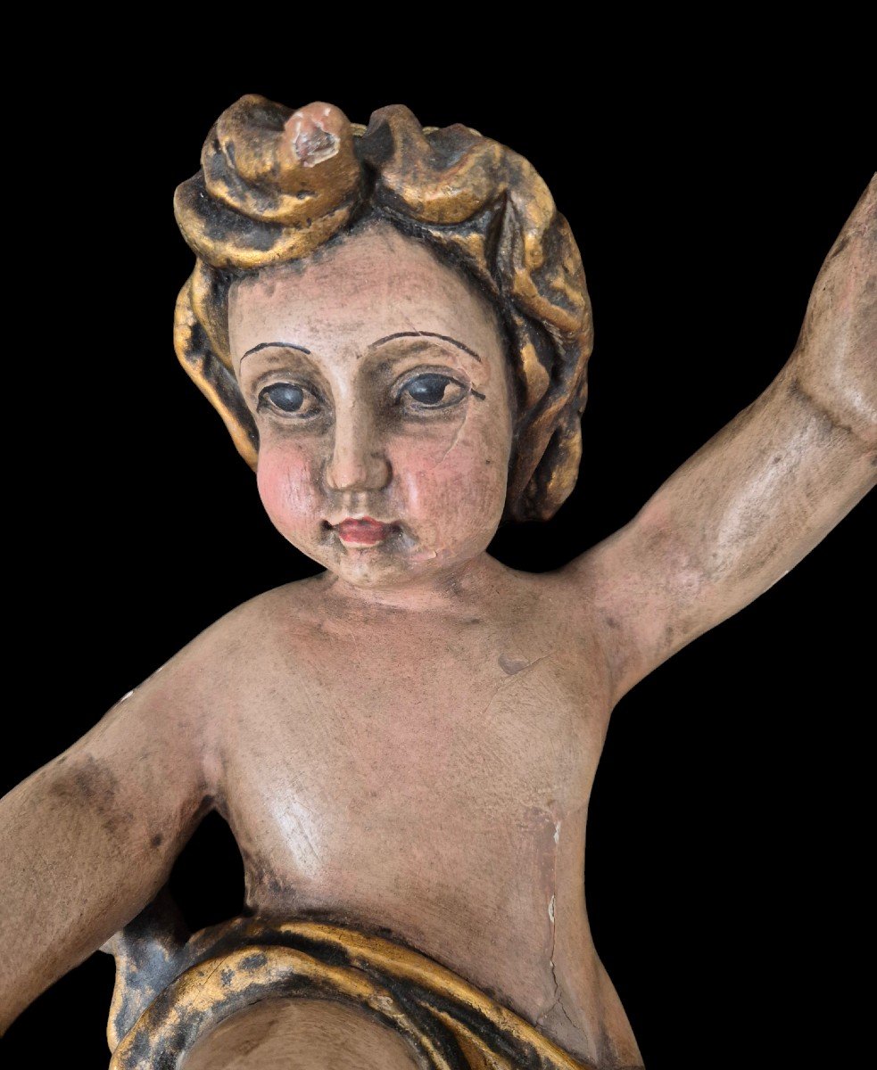 Putto en bois polychrome- Tyrol -  Christ enfant-photo-3