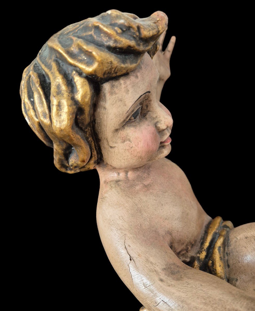 Polychrome Wooden Putti - Tyrol - Christ Child-photo-4