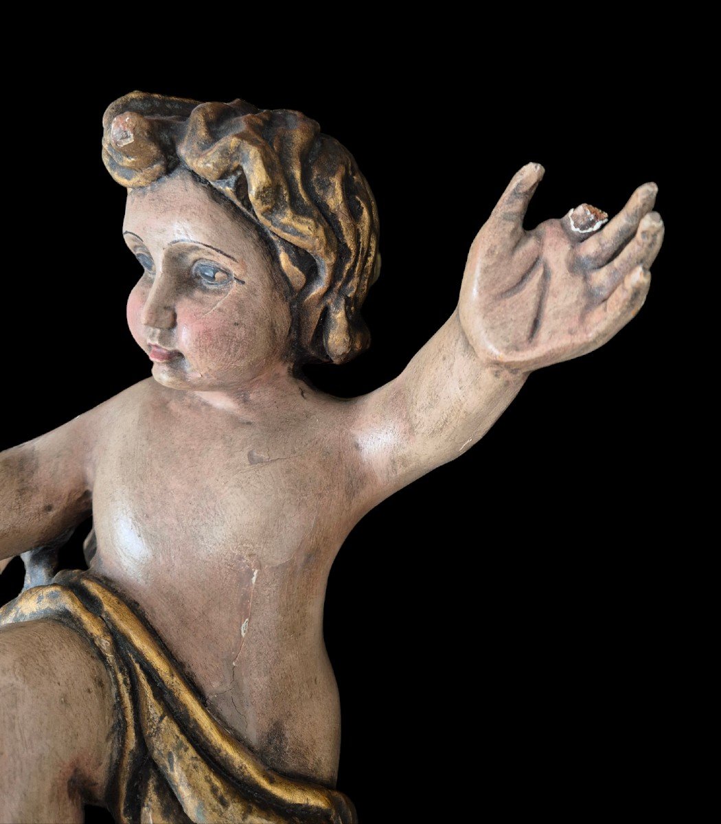 Putto en bois polychrome- Tyrol -  Christ enfant-photo-2