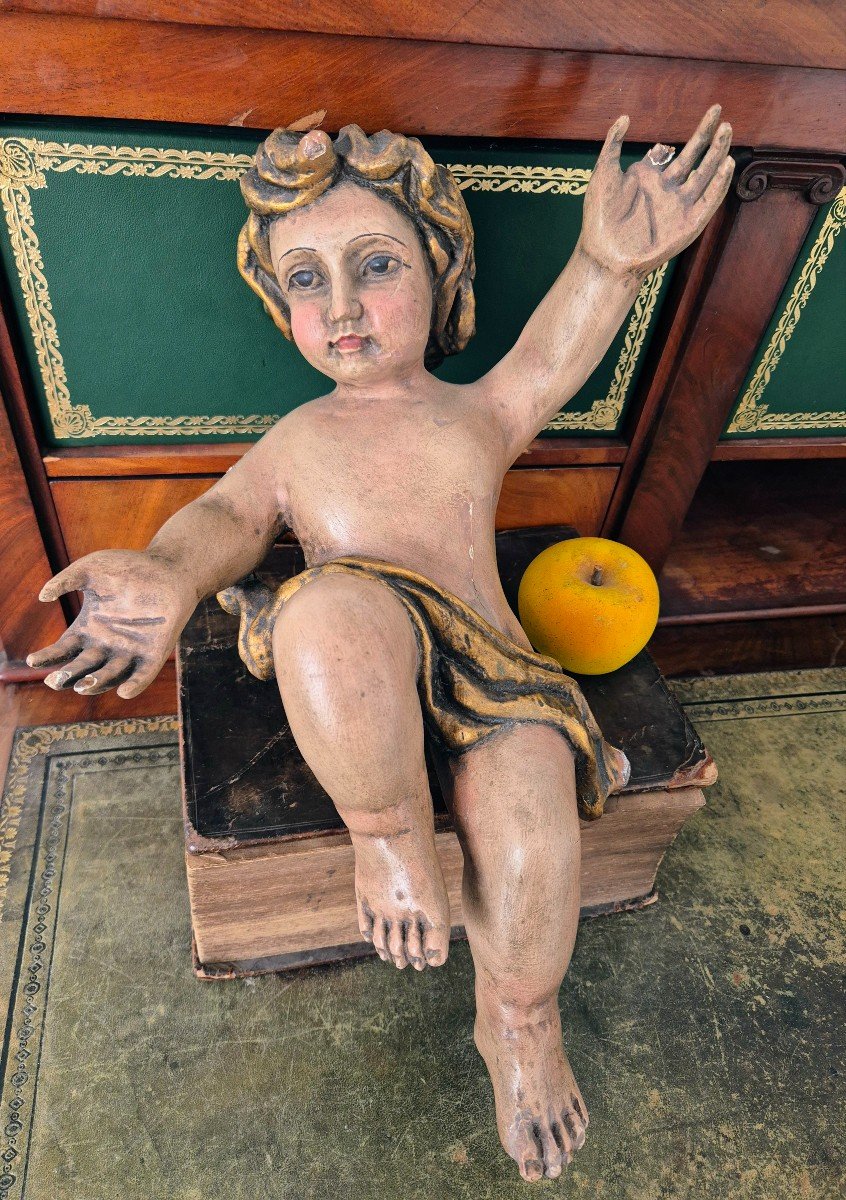 Polychrome Wooden Putti - Tyrol - Christ Child-photo-3