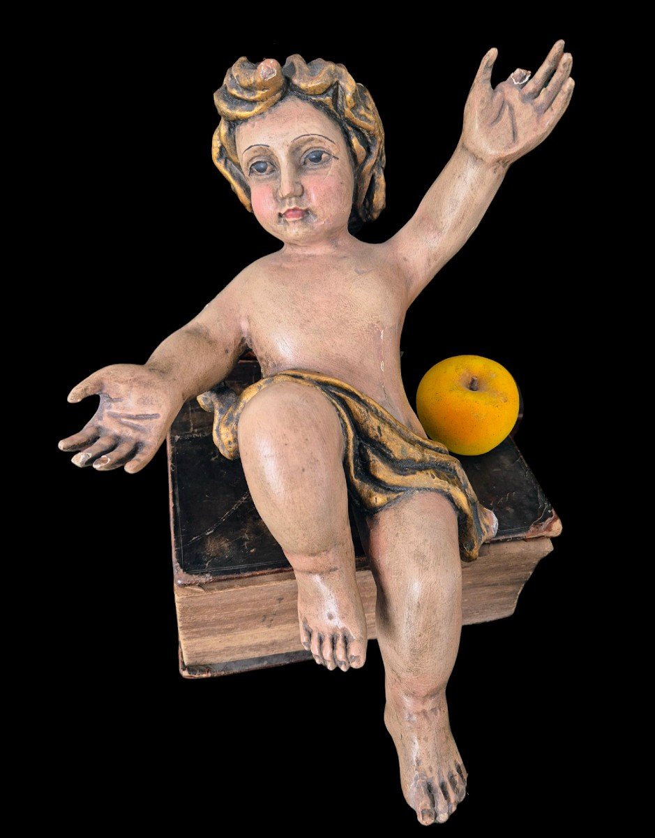 Putto en bois polychrome- Tyrol -  Christ enfant