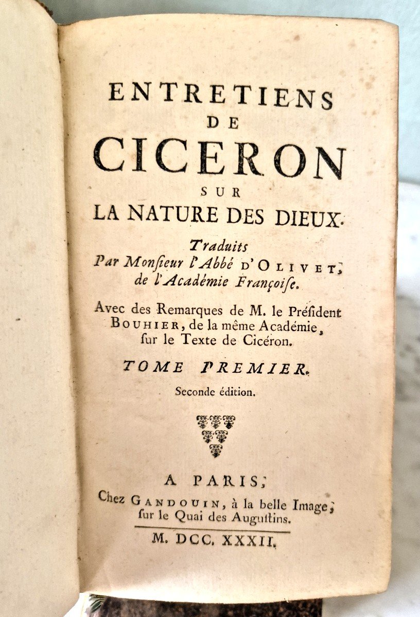 Cicéron 1732 "Les Entretiens" - Ex Libris de Marquis de Savoie Dauphiné-photo-1