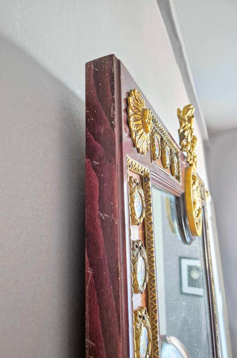 Louis XVI Style Mirror In Stained Beech, Revival Period, Attributed To H & L Epstein-photo-3