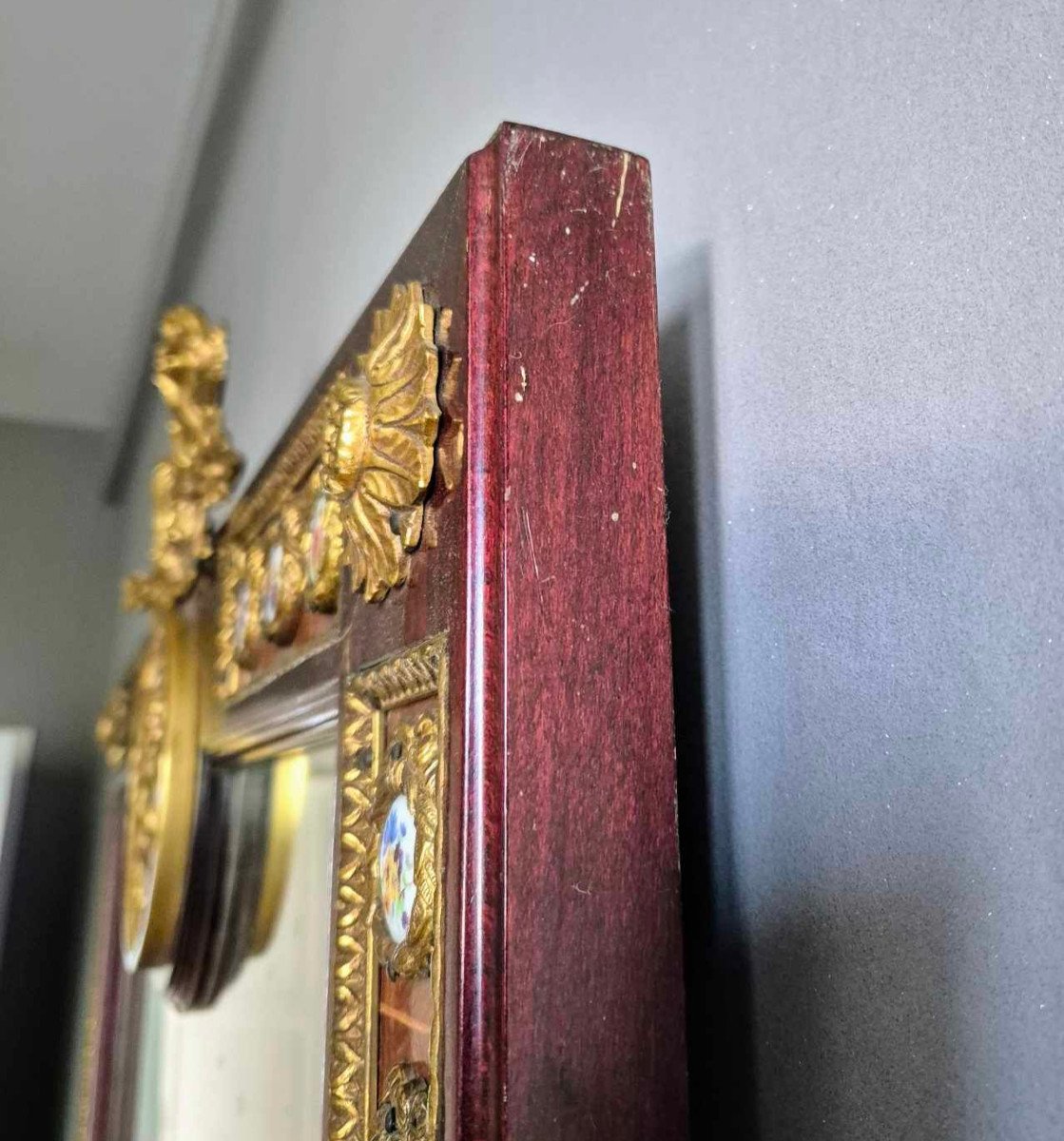 Louis XVI Style Mirror In Stained Beech, Revival Period, Attributed To H & L Epstein-photo-4